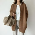 thumbnail image 2 of Pompotops Ladies Casual Fashion Loose Plus Long Long Sleeve Pocket Button Plush Jacket, 2 of 5