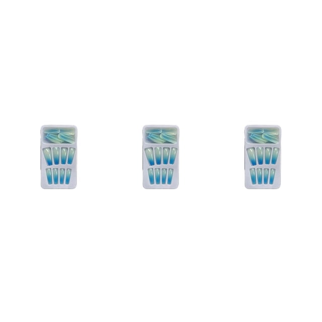Vogacara 1 Juego de calcomanías para uñas artificiales con brillo degradado de ataúd para uñas, Kit de manicura de cobertura completa para Type1 NO1