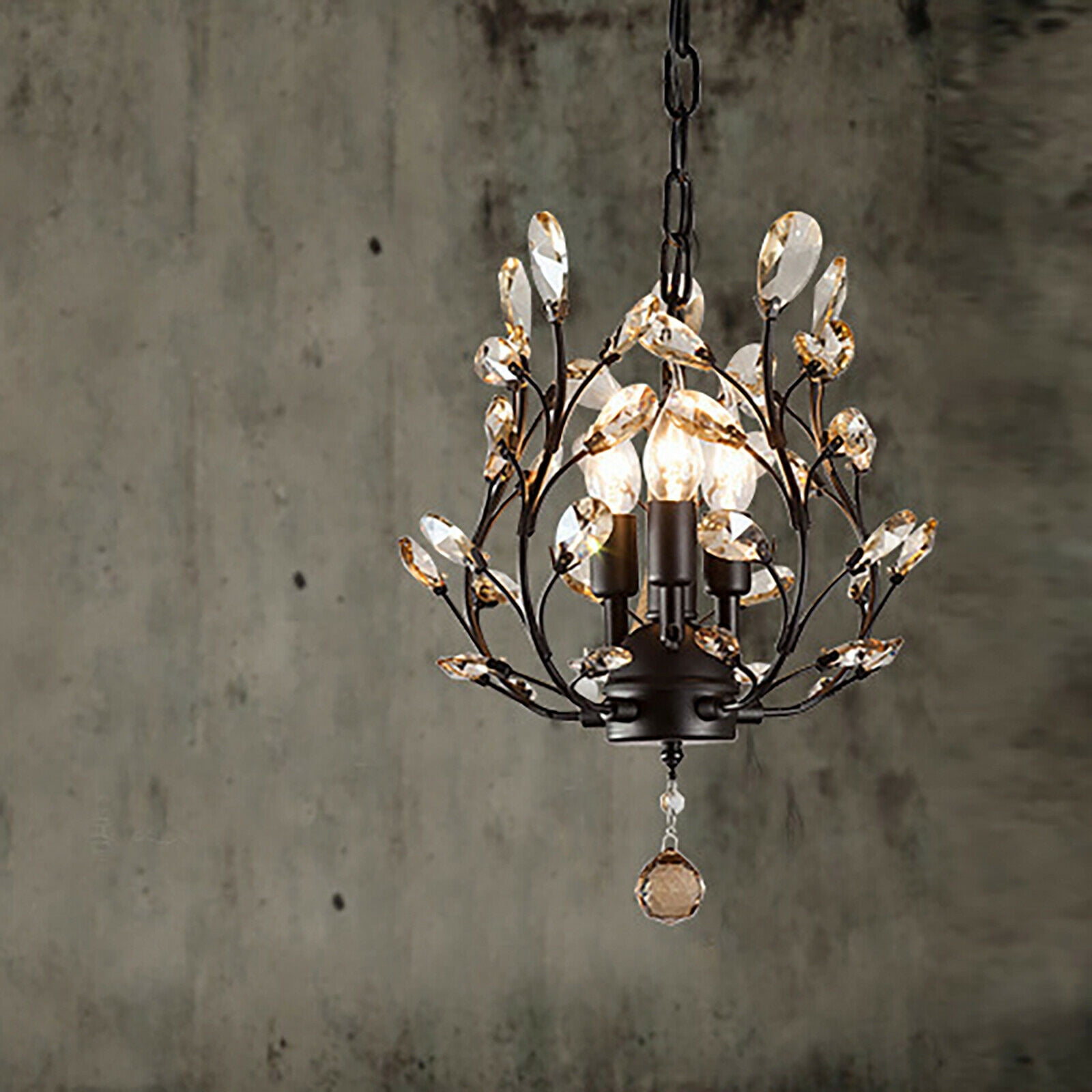 Modern Crystal Chandelier Hanging Lamp Pendant Ceiling Light Dining Room Fixture
