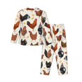 thumbnail image 2 of Bingfone Womens Pajama Sets Roosters And Chickens Print,Long Sleeve Loungewear Pajamas Set-Small, 2 of 9
