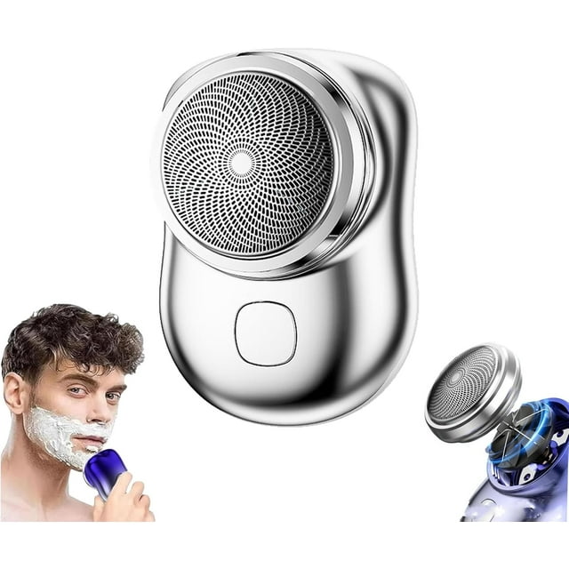 Lureza Rasoir - Lureza Mini Rasoirs, Rasoirs Électriques Portables de Poche pour Hommes, Lureza Mini Rasoir Électrique Portable pour Hommes, Rechargeable USB, pour Voyage Bureau Voyage d'Affaires (Argent)