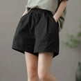thumbnail image 2 of Erwazi Women's Solid Shorts Elastic Waist Casual Summer Wide Leg Shorts with Pockets, 2 of 4