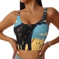 thumbnail image 1 of Balery Whimsical Cartoon Cow Sujetadores deportivos con espalda cruzada para mujer, acolchados, sin costuras, de alto impacto, ideales para yoga, gimnasio, entrenamiento y fitness.-X-Large, 1 of 8