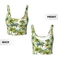 thumbnail image 5 of Fotbe Green Hawaii Palms Pattern Womens' Sports Bra Longline Wirefree Padded with Medium Support Sports Moisture-Wicking Workou Vest,Tank Top-Large, 5 of 9