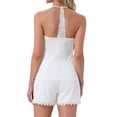 thumbnail image 3 of INSPIRE CHIC Womens Cami Pajamas Lace Trim V Neck 2 Piece Sleepwear Lingerie Tank Top with Shorts Loungewear Sets L White, 3 of 5