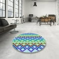 thumbnail image 3 of Ahgly Company Indoor Round Patterned Steel Blue Area Rugs, 3' Round, 3 of 6