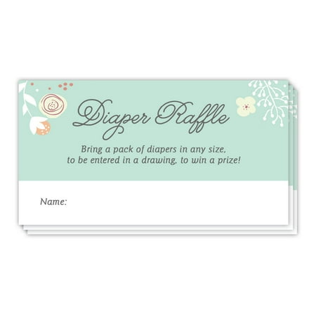 Baby Shower Diaper Raffle Tickets Pack of 48 Invitation Inserts Blue Blank Name Cards Party Game Enter Drawing Win Prizes Infant Boy Male Gender Newborn Son 3.5 x 2 Inches Digibuddha EL0062