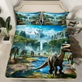 thumbnail image 2 of Erosebridal Dinosaur Bed Sheets Set Animal King Size Sheet Sets, 3D Dino Sheets Jungle Bed Set, Dinosaur Flat Sheet Microfiber Ultra Soft 4 Pieces, 2 of 5