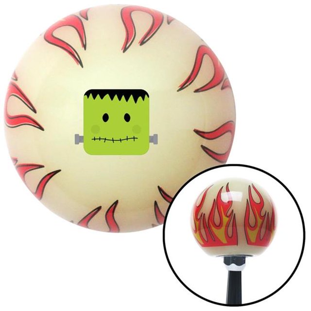 Frankenstein Cartoon Ivory Flame Shift Knob with M16 x 1.5 Insert Shifter Auto Brody