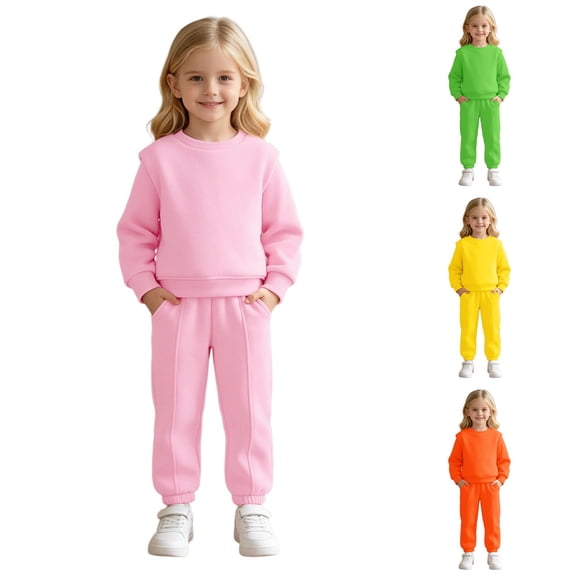 MuXiKeJi Clothes Girls Clothing Sets Size 6 Cute Print Long Sleeve Fashionable Hooded Sweatshirt Top Pocket Elastic Waist Pants Kids Fall Outfits Sweat Suit