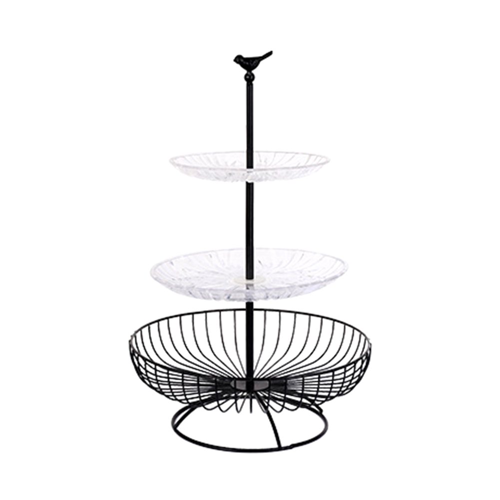 3 Tier Fruit Bowl Countertop Metal Fruit Basket Black Fruit Bowls