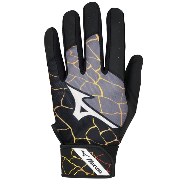 Guantes de bateo Mizuno MVP Youth para niño, color negro y naranja, talla L