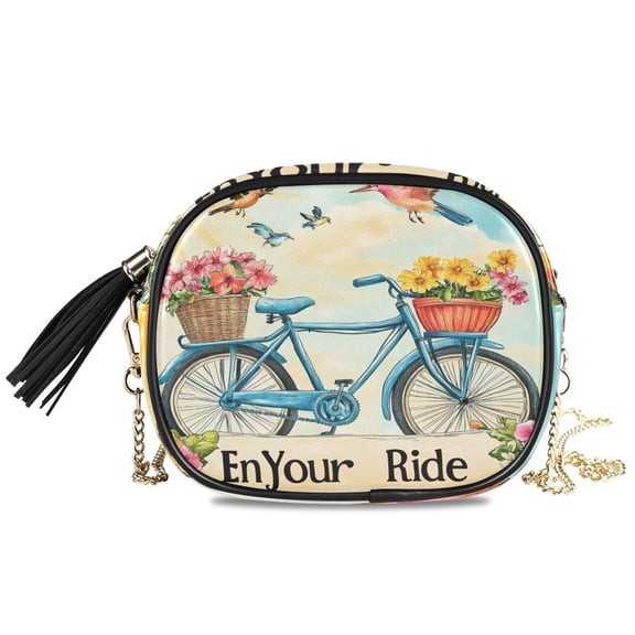 Womens Casual Chain Shoulder Bag Simple style Enjoy Your Ride Crossbody Bag
