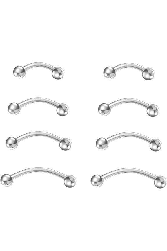 16G Implant Grade Titanium Bent Curved Barbell Banana Rook Front Helix Eyebrow Rings Vertical Labret Piercing