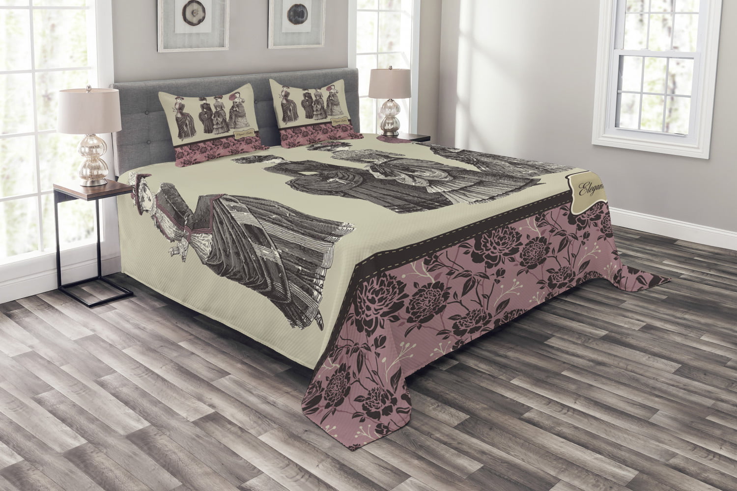 Details about   Henna Quilted Bedspread & Pillow Shams Set Swirls and Leaf Figures Print 