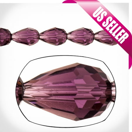 Amethyst Briolette Beads - Amethyst Briolette Crystal Beads 8x11mm Center-Drilled, 34pcs / string of 16 inchs