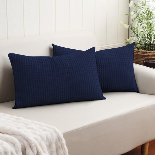 Fundas de Almohada Zaizaihome 100% Algodón Egipcio 30x51 cm Azul Marino
