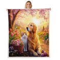 thumbnail image 1 of Erosebridal Kitten Dog Fleece Blanket, Pet Lover Sherpa Throw, Rustic Floral Decor, 1 of 6