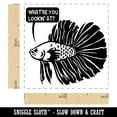 thumbnail image 2 of Angry Betta Fish Looking to Start Fight Self-Inking Rubber Stamp Ink Stamper - Yellow Ink - Small 1 Inch, 2 of 7