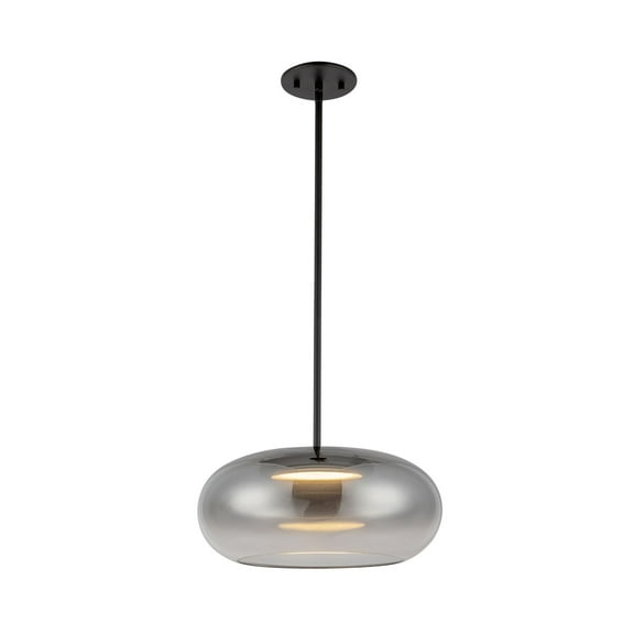 PD62014-BK/SM-Kuzco Lighting-Trinity - 21W LED Pendant-6.13 Inches Tall and 14.25 Inches Wide-Black Finish-Smoked Glass Color