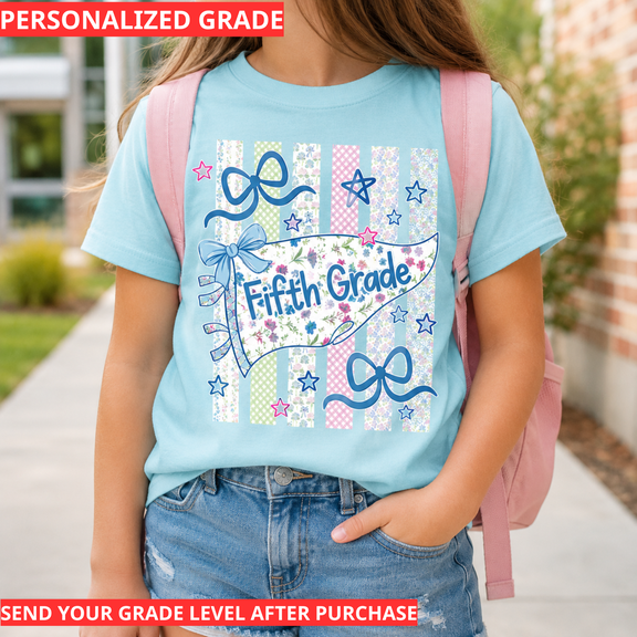Back To School Shirt, Personalized Grade Shirt, Custom Bow School Outfit, Cute Student Classroom Tee, First Day Of School Gift for Students