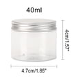 thumbnail image 2 of 10Pcs Empty Clear PET Bottles with Screw Aluminum Cap 40ml Mini Container Jars Refillable Plastic Box for Essential Oil Powders Cream Ointments Makeup Sample - 47x40mm, 2 of 7