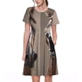 thumbnail image 1 of Balery Funny Horse Faces Expressions Vestidos sueltos de manga corta para mujer, vestidos de verano 2025, vestidos casuales de corte A con vuelo., 1 of 6