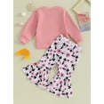 thumbnail image 3 of Bagilaanoe 2Pcs Baby Girl Valentine Clothing Sets Toddler Heart Print Long Sleeve Sweatshirt Tops + Flare Trousers 6M 12M 18M 24M 3T 4T Kids Spring Pants Set, 3 of 8