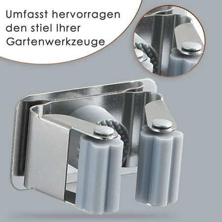 

KAJHDGH Shower nozzleMop Holder Wall Mount 304 Stainless The Mop Holders From Rusting Reliable Clamping Effect Thanks To Flexible Black Plastic Wheels 5ml Glue