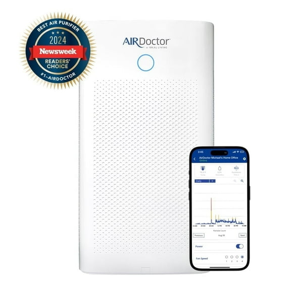 AIRDOCTOR AD5500i Purificateur d'Air Intelligent 4-en-1 pour Très Grands Espaces / Filtres UltraHEPA, Carbone et VOC, Blanc