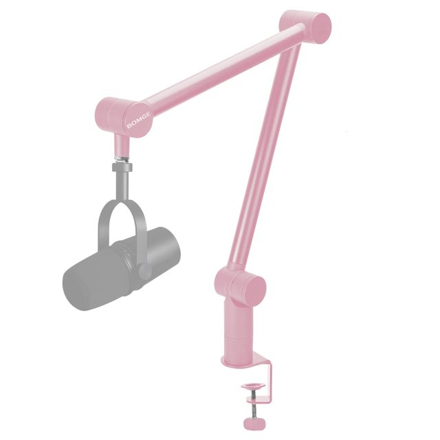Soporte para micrófono Boom Arm BOMGE ajustable, resistente, rosa