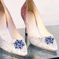 thumbnail image 4 of Milaget 2 Pcs Elegant Rhinestone Clips s Jewelry Crystal Decoration Buckle Heels Diamond Blue, 4 of 6