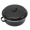 thumbnail image 4 of Rôtissoire, rôtissoire en Acier Inoxydable Finition Mouchetée en Émail Noir pour Barbecue pour la Maison pour Patates Douces Cuites Couvercle en Fer 28 cm, 4 of 8