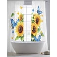thumbnail image 6 of Sheer Curtain Panels Blue Yellow Butterfly Rod Pocket Voile Window Curtains Spring Sunflower Window Treatments Ligh Filtering Privacy Curtain Drapes for Bedroom Living Room 2 Panel Set 84 Inch, 6 of 9