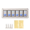 thumbnail image 1 of 6 Gang Rocker Switch Panel 12V 24V Blue LED Waterproof SPST On Off Pre Wired Switch for Car Boat Truck UTV, 1 of 22