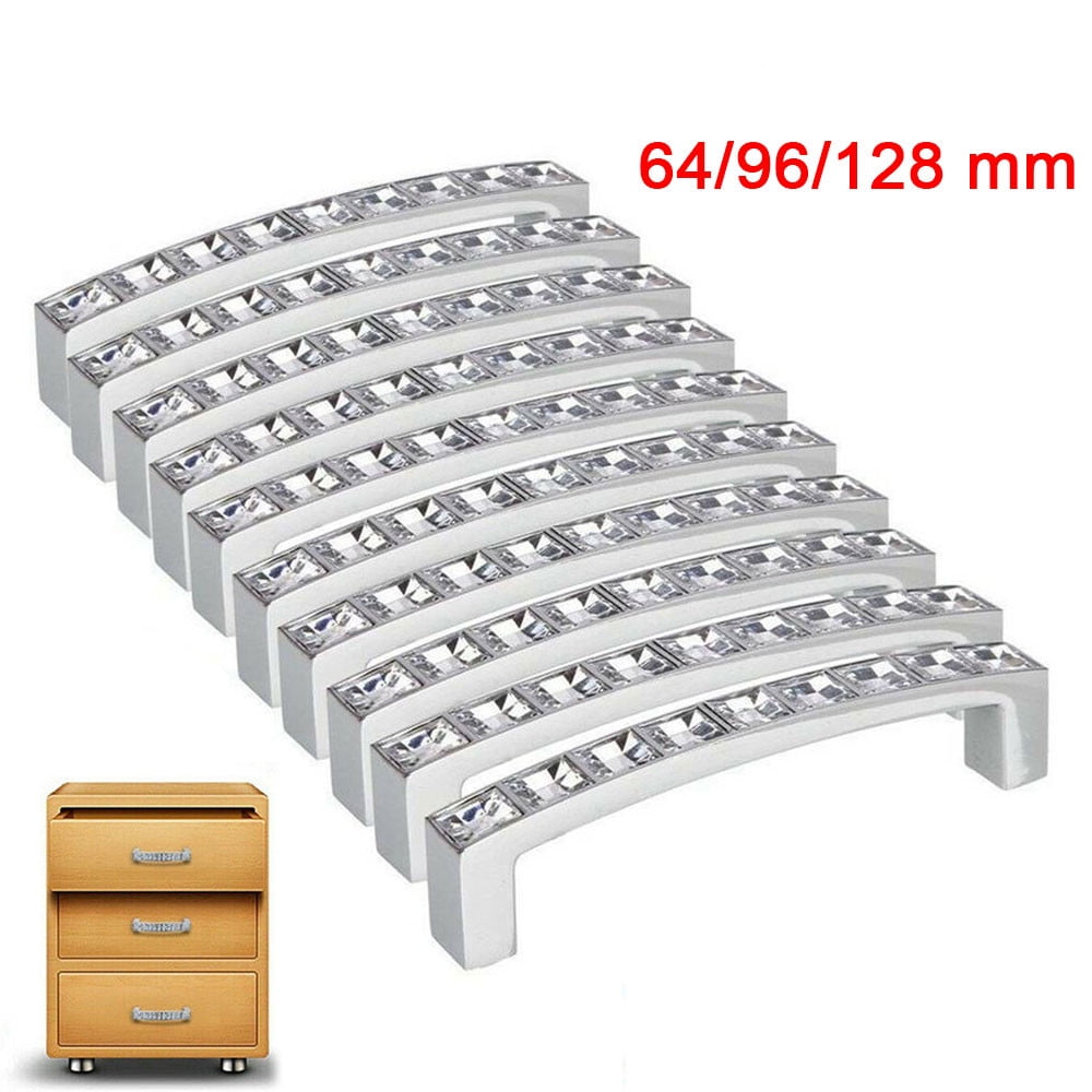 6 10pcs Pull Handle Closet Door Diamond Crystal Chrome Drawer Pull Handles Cupboard Door Knob Cabinet Wardrobe Walmart Com Walmart Com