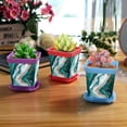 thumbnail image 6 of HemaKayy Decorative Planter Pot Set - Perfect for Small Plants - Colorful Design With Drainage Hole - Ideal for Home and Garden Decor - Set of 8 - Unique Marble Texture, 6 of 6