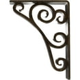 thumbnail image 4 of Ekena Millwork 2"W x 5 1/2"D x 8"H Tristan Wrought Iron Bracket, (Triple center brace), Antiqued Pale Gold, 4 of 8