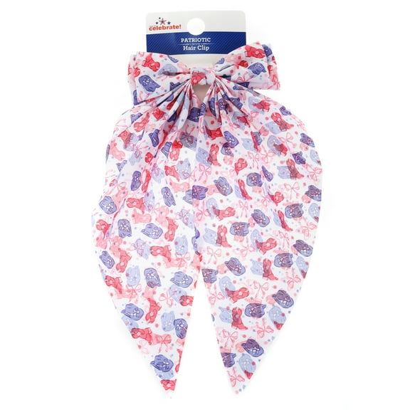 Way to Celebrate Americana Scarf Bow Hair Clip, Multicolored, 1 Piece