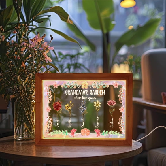 Grandma’s Garden LED Night Light, Personalized Family Birth Flower Night Light, Mother's Day Gift, Grandkids Birthday Gift