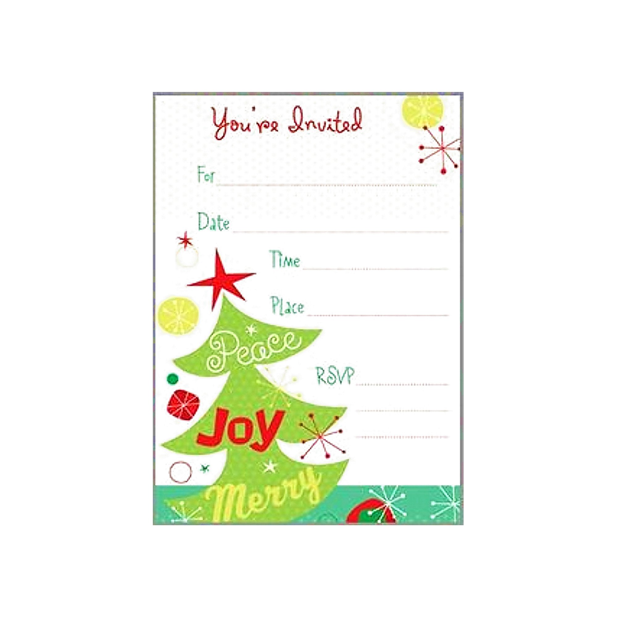 Christmas Tree Holiday Party Postcard Invitations with Red Envelopes