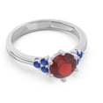 thumbnail image 3 of 2.15 T.C.W Round Cut Garnet & Blue Sapphire Gemstone Trendy Engagement Ring for her Solid 14K White Gold Size 5.5 by Diamond-Capitals, 3 of 7
