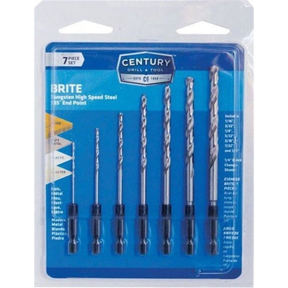 Drill Bit Set,7-Pc Brite,1/4"H