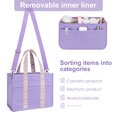 thumbnail image 5 of Canvas Tote bag with Purse Bag Organizer, Kabaqoo Shoulder Tote bag Satchel Handbag with Zipper, Purple, 5 of 8