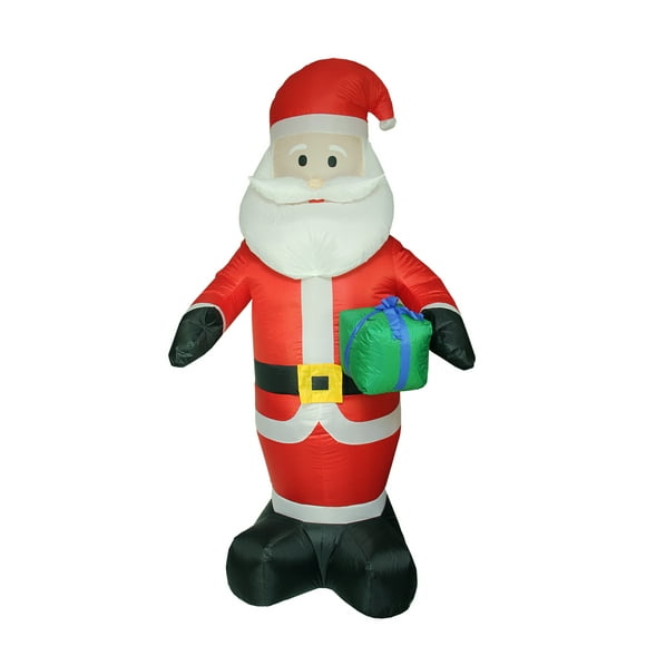 LB International 8' Rouge Pré-Éclairé Gonflable Santa Claus avec Décoration Extérieure de Noël Cadeau