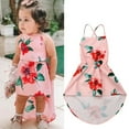 thumbnail image 5 of Franhais Baby Girl's Flower Print Sun-top Halter Backless Irregular Dress, 1-6 Years, 5 of 7