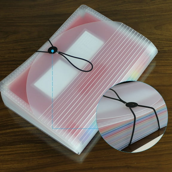 OUNONA White Plastic Expanding File Folder with Buckle for Storage Use