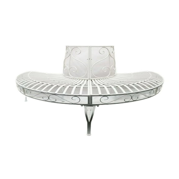 Hi-Line Gift Ltd 78676-WT White Metal Tree Garden Bench