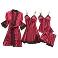 thumbnail image 2 of Zjloe7sa Ensemble de Lingerie pour Femmes Lingerie Femmes Robe en Soie Dentelle Robe Babydoll Tenue de Nuit Nuisette Ensemble de Pyjama Rouge, 2 of 5