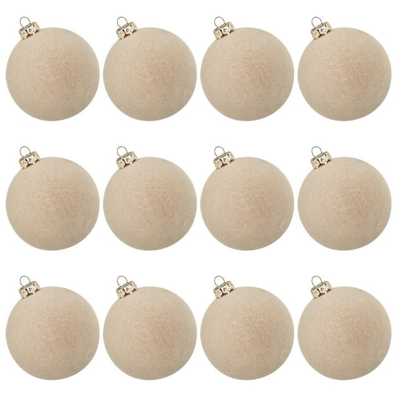 Set of 12 Round Plastic Christmas Tree Ornaments with Matte Finish for Holiday and Party Decoration